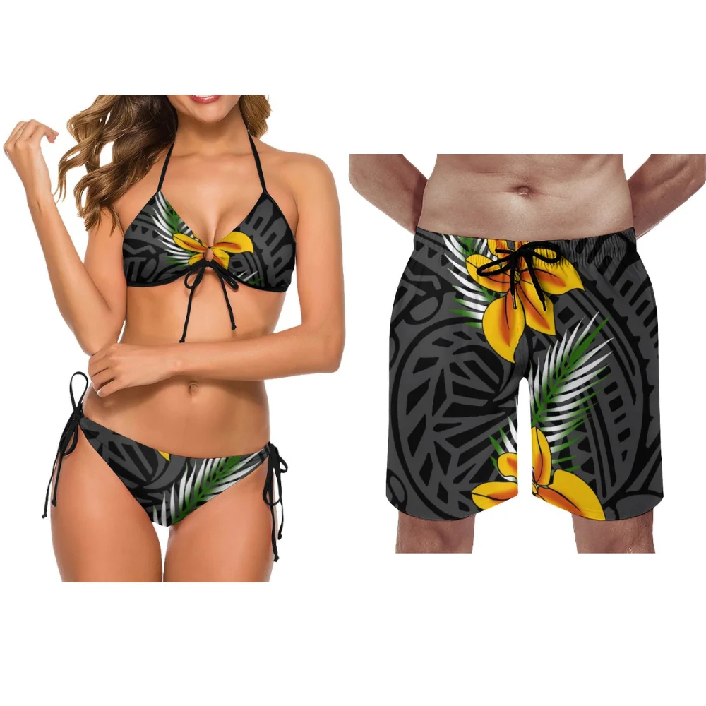 Strój kąpielowy bikini dla par z Samoa, tradycyjny strój kąpielowy dla par na plażę, polinezyjski strój kąpielowy dla par na zamówienie.