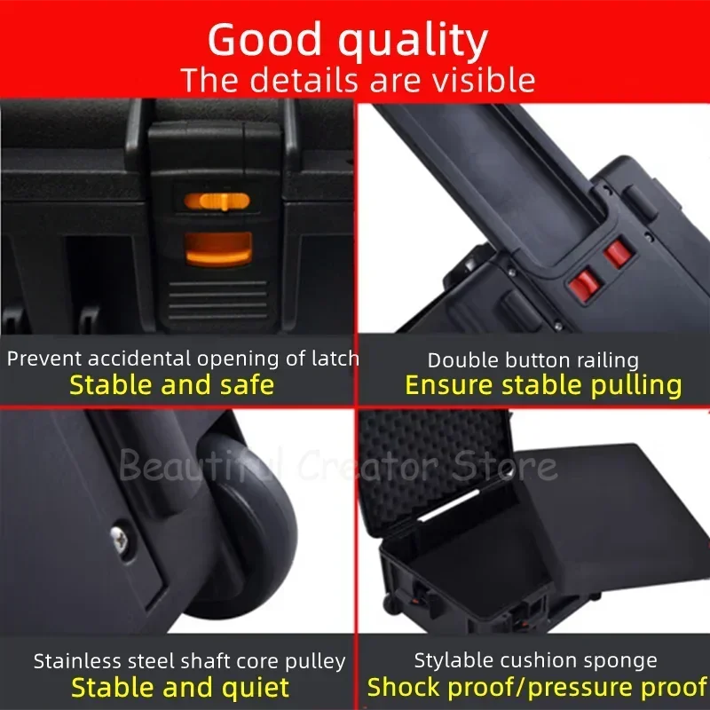 Imagem -06 - Waterproof Safety Empty Toolbox Hard Carry Case Bolsa Caixa de Ferramentas de Grande Capacidade Portátil Rodas Hardware Tool Storage Case