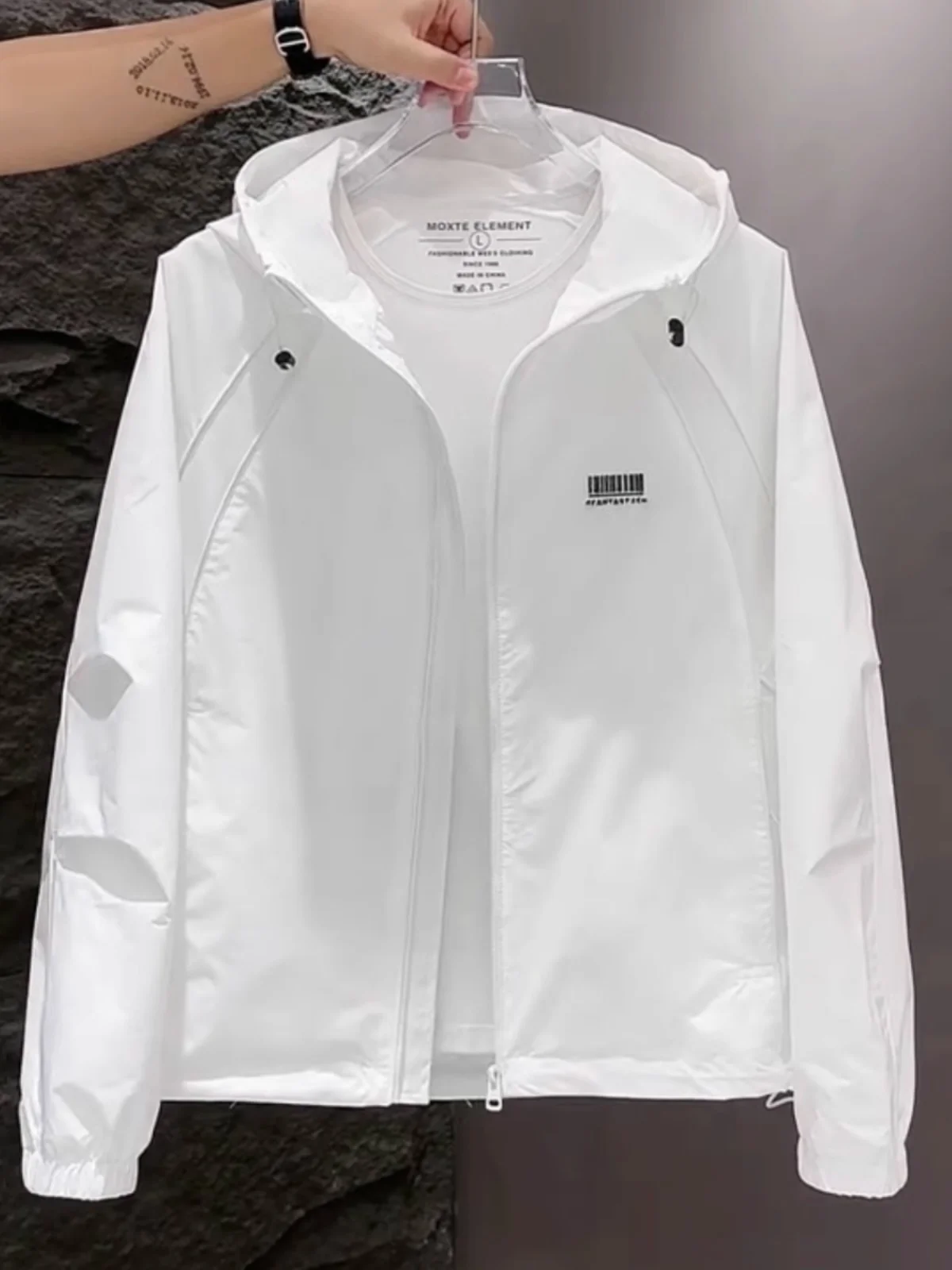 Faionable с капюшоном Jaet Мужская свободная рабочая одежда Sle Полиэфирное волокно Длинная све Застежка-молния Молодежная верхняя одежда