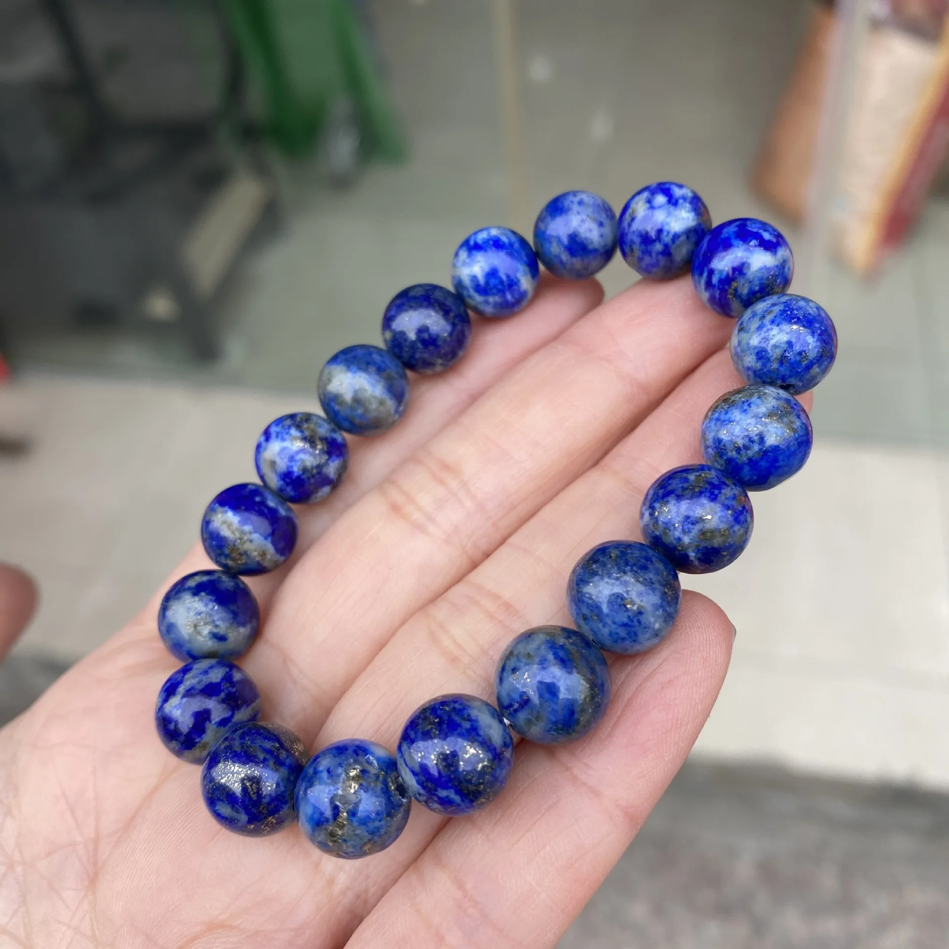 Natural Lapis Lazuli Stone Beaded Bracelet Healing Energy Unisex Fashion Elastic Bracelets For Men Women Jewelry Gift