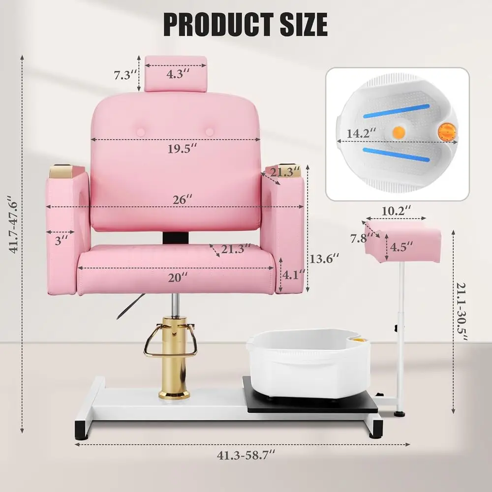 360 °   회전식 유압 페디큐어 스테이션 마사지 풋 스파 및 롤링 스툴 포함
