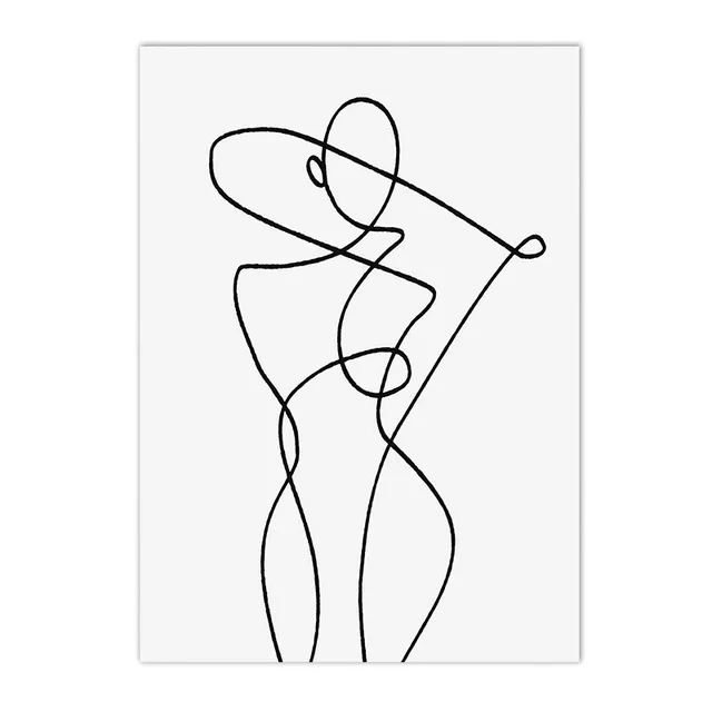 Nordic abstract female dance line art simple canvas painting decoration living room bedroom