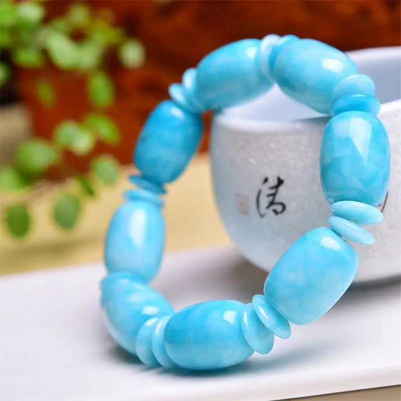 13X18MM Natural Amazonite Bucket Bead Bracelet Women Fashion Reiki Healing Energy Gemstone Jewelry Holiday Gift 1PCS