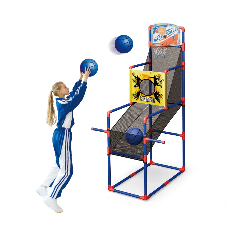 Single Shot Basketballspiel für drinnen und draußen mit 3 Bällen, leuchtende Arcade-Schießreifen, Basketballmaschinen für Kinder