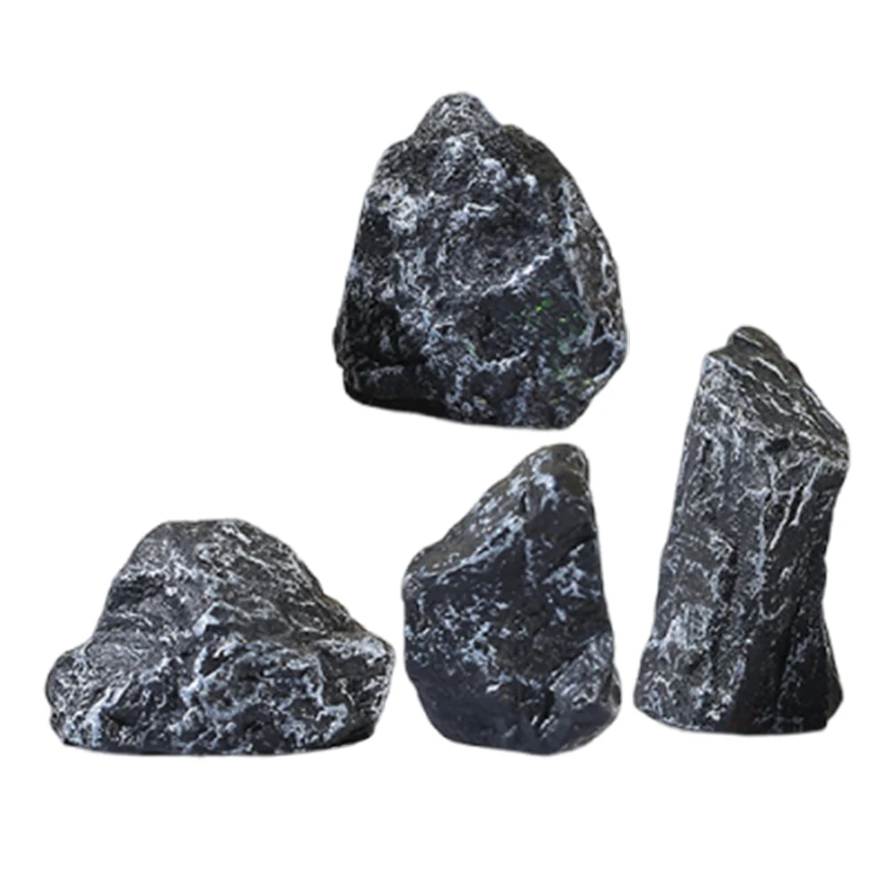 

4 Pcs Mini Simulated Rockery Ornaments Decoration Synthetic Resin Aquarium Rocks