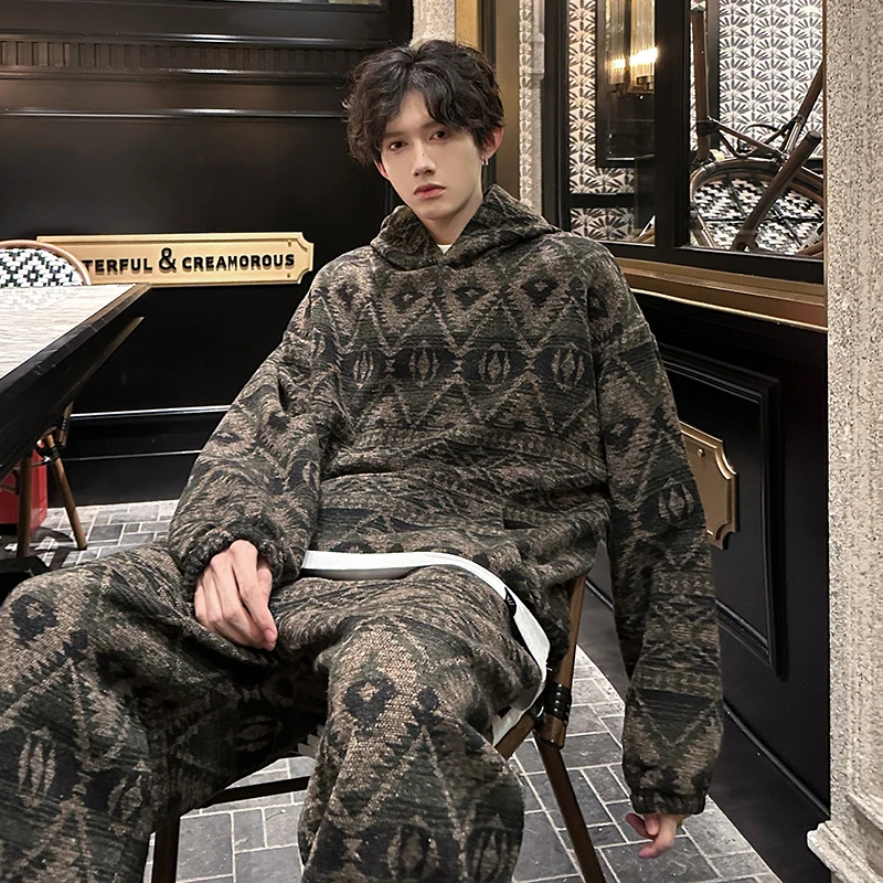 

Men's Ethnic Style Two-Piece Hoodie Set Consisting of Sweatshirt And Sweatpants Comfortable Ooded 2025 Fashion Trend