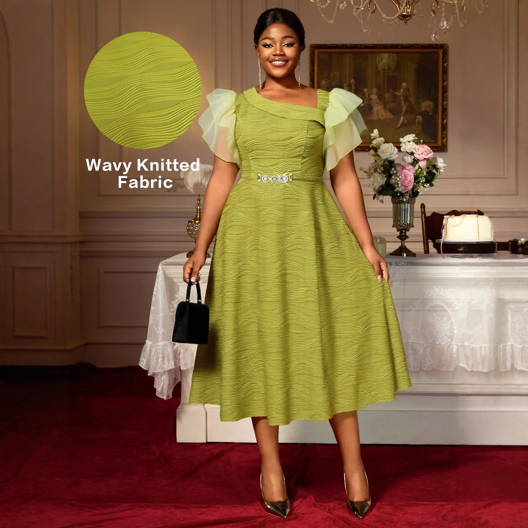 

Africa Clothing African Dresses for Women Elegant Wedding Muslim Fashion Abayas Dashiki Robe Kaftan Mid-Length Dress