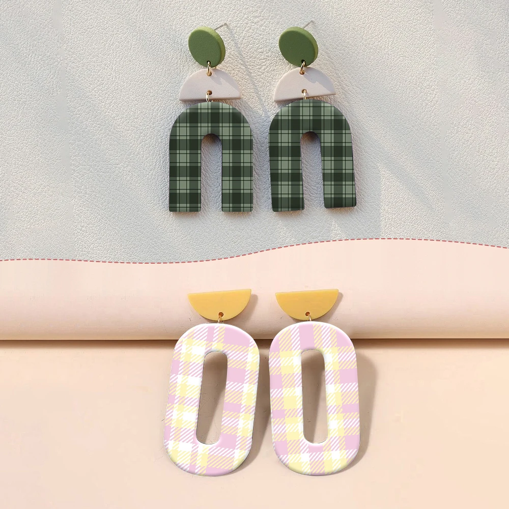 Green & Red Plaid,Pink & White Plaid,Pink &Grey Plaid Water Transfer Paper for Polymer Clay Earrings,DIY Jewelry Making Supplies