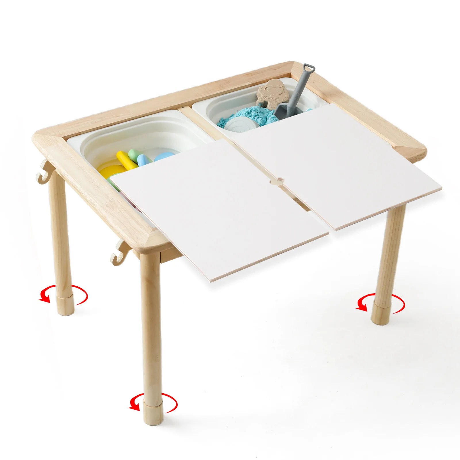 Solid wood children's table Wooden integrated sensory training table