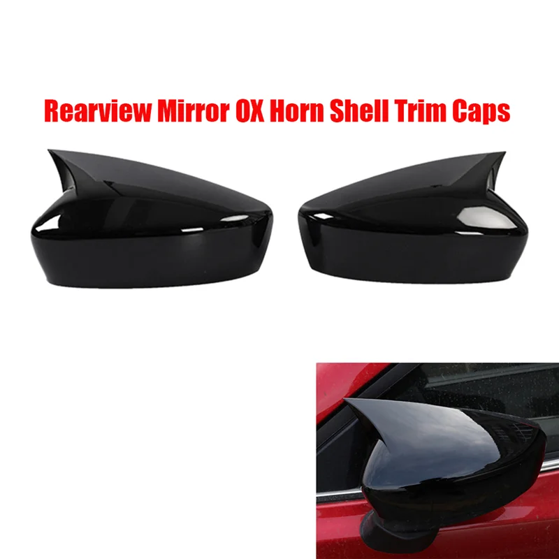 Car Side Wing Rearview Mirror Caps Trim for Mazda 6 Atenza 2020-2023 Rear View OX Horn Shell Protect Cover Black