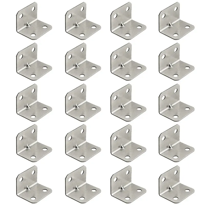 Stainless Steel L-Shaped Corner Code 90 Degree Laminated Furniture Plate Hardware Right Angle Bracket Cabinets Small Connectors