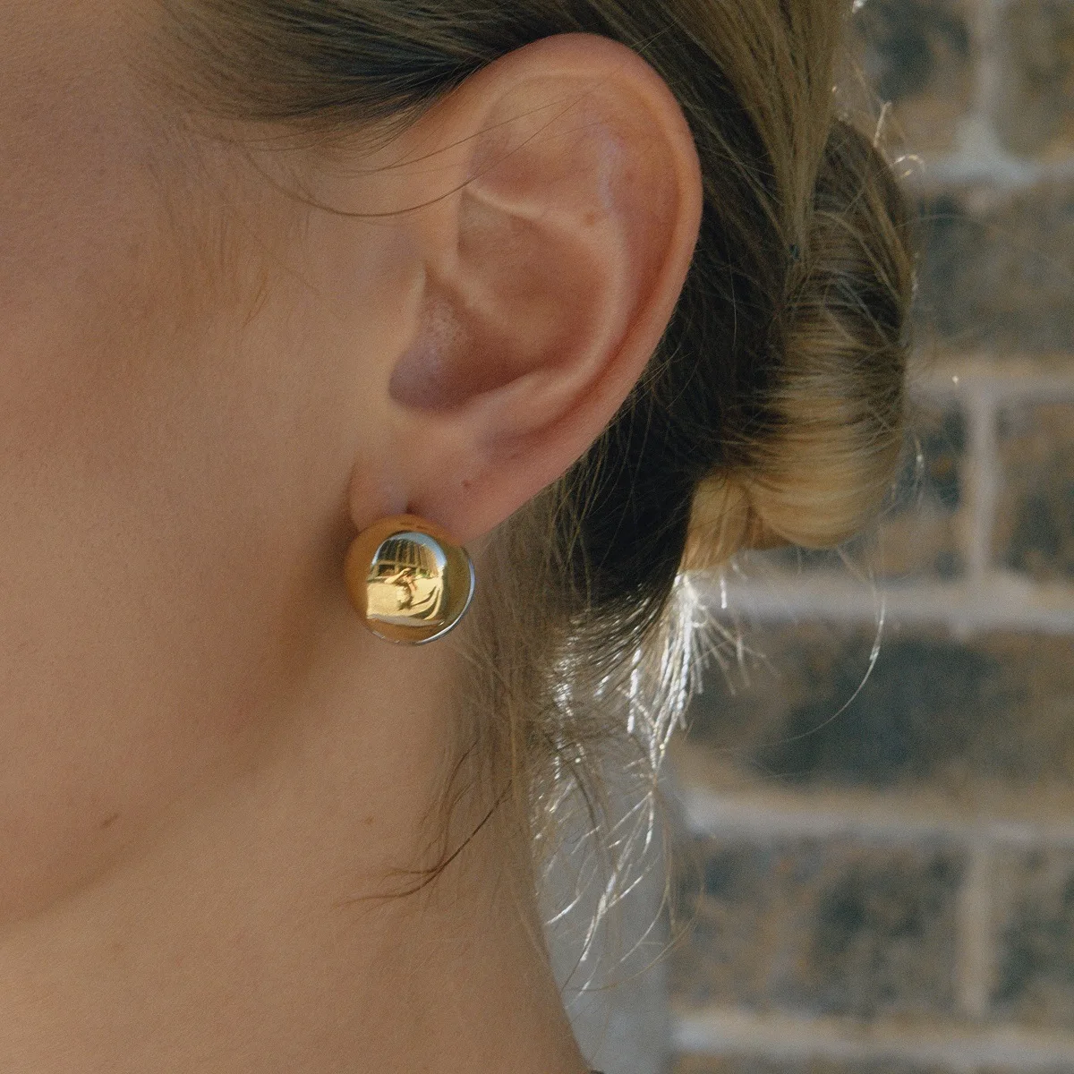 Stainless Steel Earrings with Ear Clips Luxury-inspired, Sophisticated Design Titanium Steel Hemispherical Hollow Stud Earrings