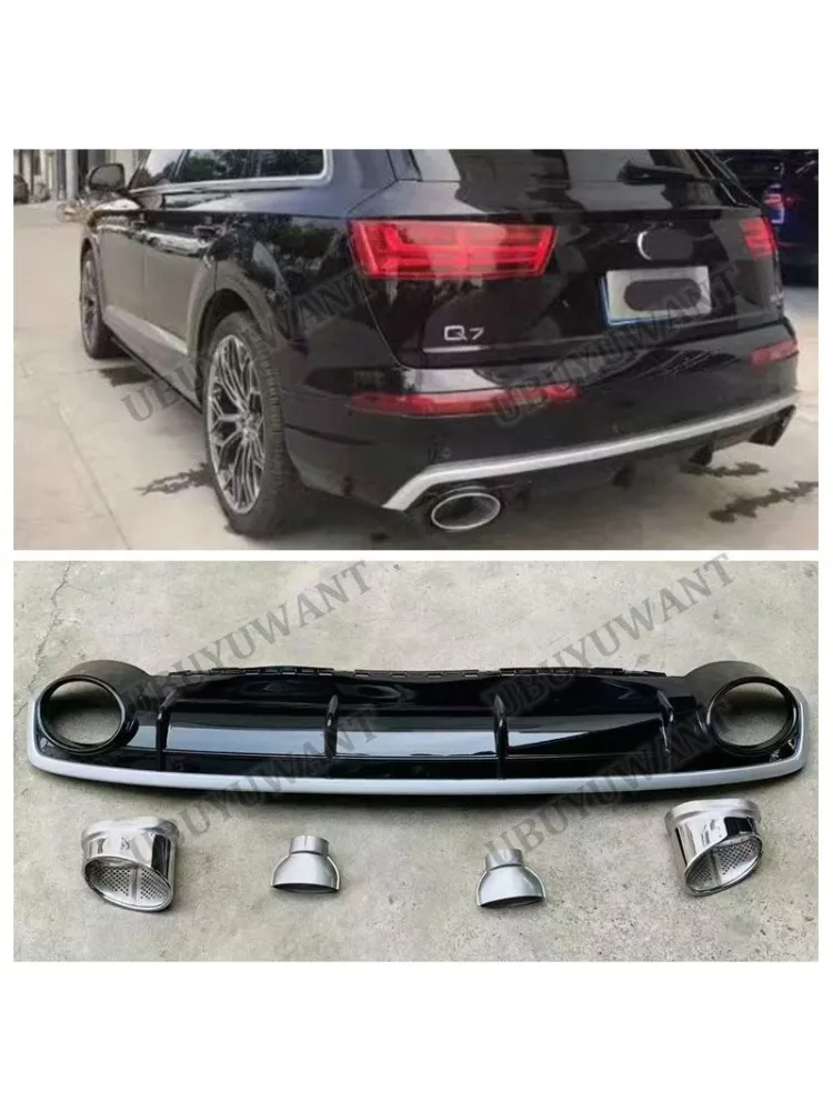 Achterlip, diffuser, splitters, spoiler bodykit voor Audi Q7 2016-2019 Standard/S-Line Carbon/Zwart/Zilver - afbeelding 2