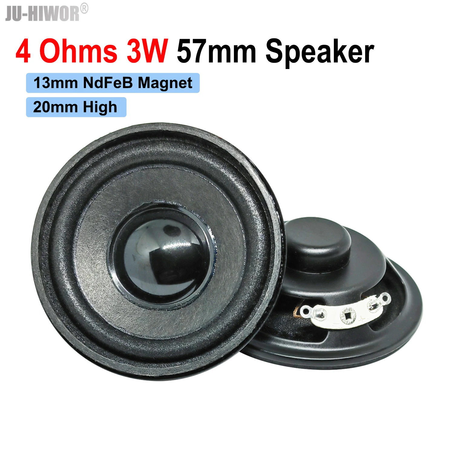 2pcs Acoustic Speaker 4R 3W 57MM Bass Loudspeaker Black 18 Internal Magnet Black Hat PU Foam Edge