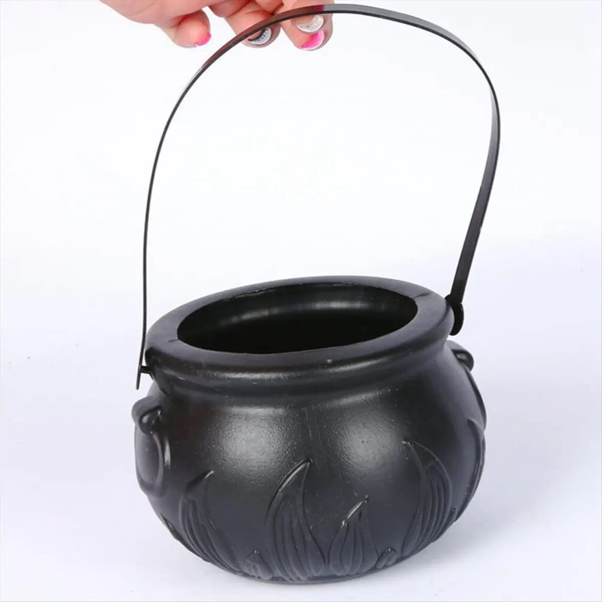 A20M 12PCS Halloween Witch Pot Plastic Mini Witch Cauldron Black Candy Holder Halloween Decoration Party Favor Decoration