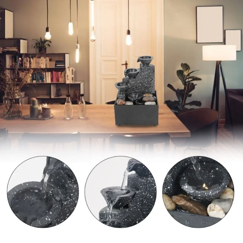 Ornamen Air Mancur USB Desktop untuk Dekorasi Meja Rumah atau Kantor Dalam Ruangan