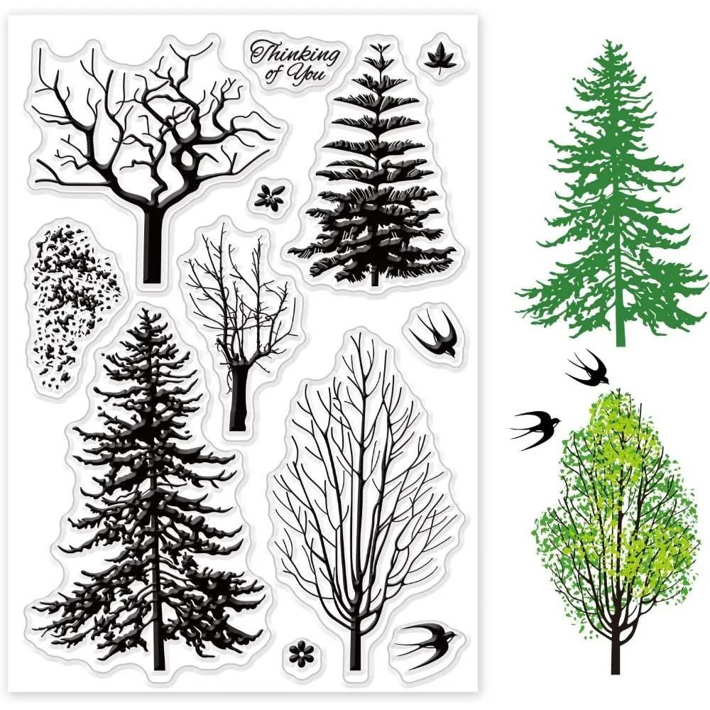 Christmas Trees Silicone Clear Stamp Layering Trees Transparent Silicone Stamp Forest Stamp for Scrapbook Journal Card