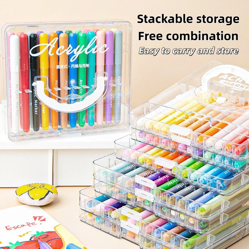 

12-120 Colors Liquid Soft Tip Acrylic Markers Set Layerable for Kids Coloring & Journaling Journaling Supplies Coloring Markers
