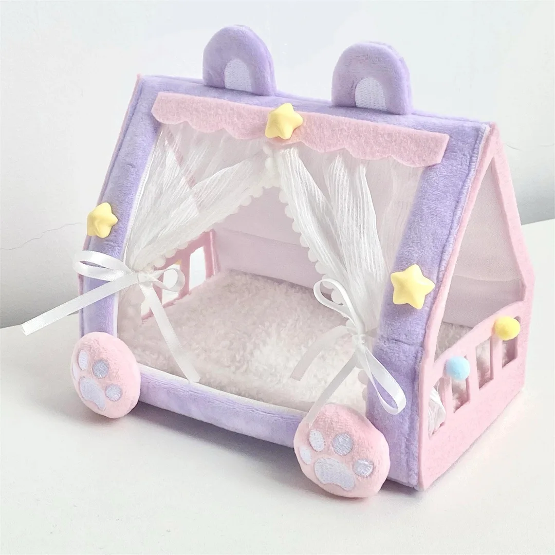 

17cm Cute Doll Tent Bed Cute Cotton Doll Plush Toy Sleeping Bed Creative Toy Indoor Tabletop Ornaments