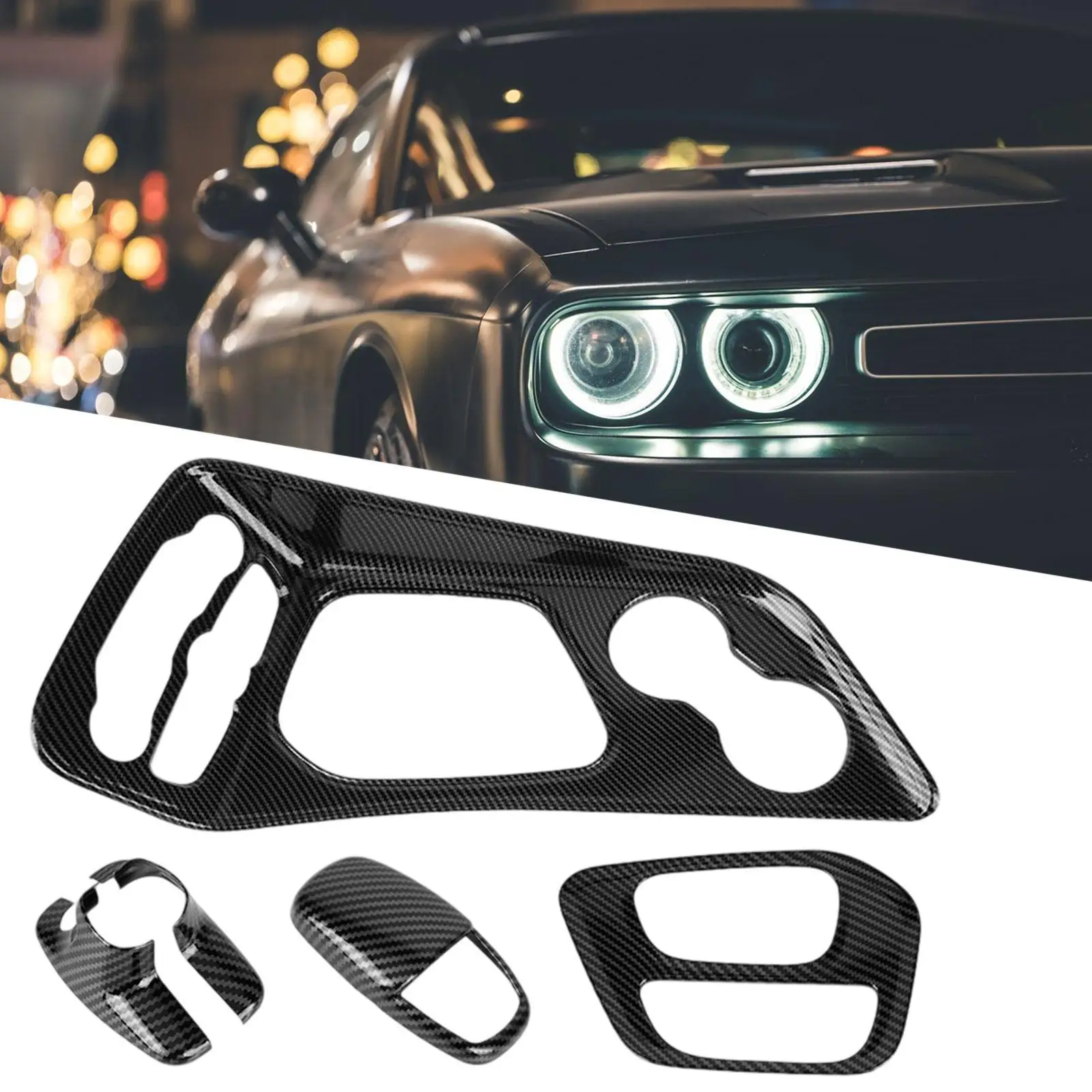 5Pcs Center Console Trim Gear Shifter Panel Cover Easy Clean Scratch Resistant Decoration Car Interior Trim for Charger