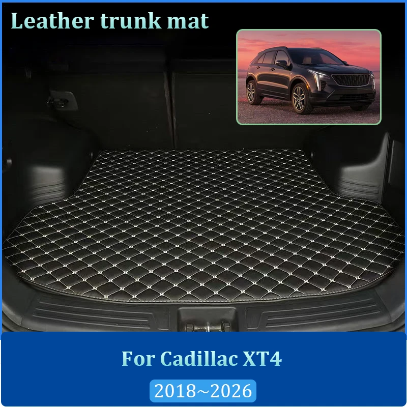 For Cadillac XT4 2019-2026 Leather Car Rear Trunk Mats Easy Clean Anti-Slip Storage Liner Rug Boot Carpet Pad Auto Accessories