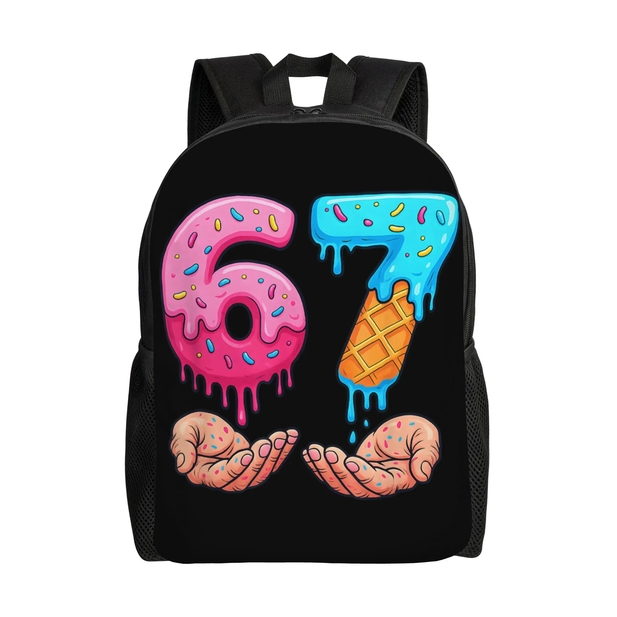 

Six Seven Ice Cream Drip Funny 67 Hands Meme 6 7 Backpack Fun Backpacks Unisex College Print School Bags High Quality Rucksack