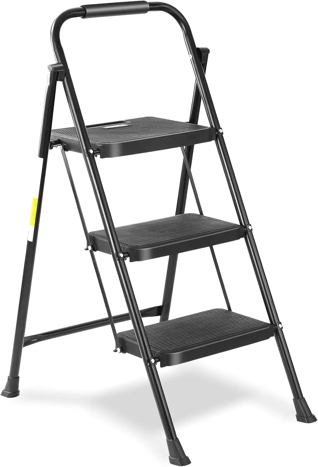 3-step ladder, wide anti slip platform and thick rubber feet - lightweight, heavy-duty, foldable and portable - capacity 330 pou