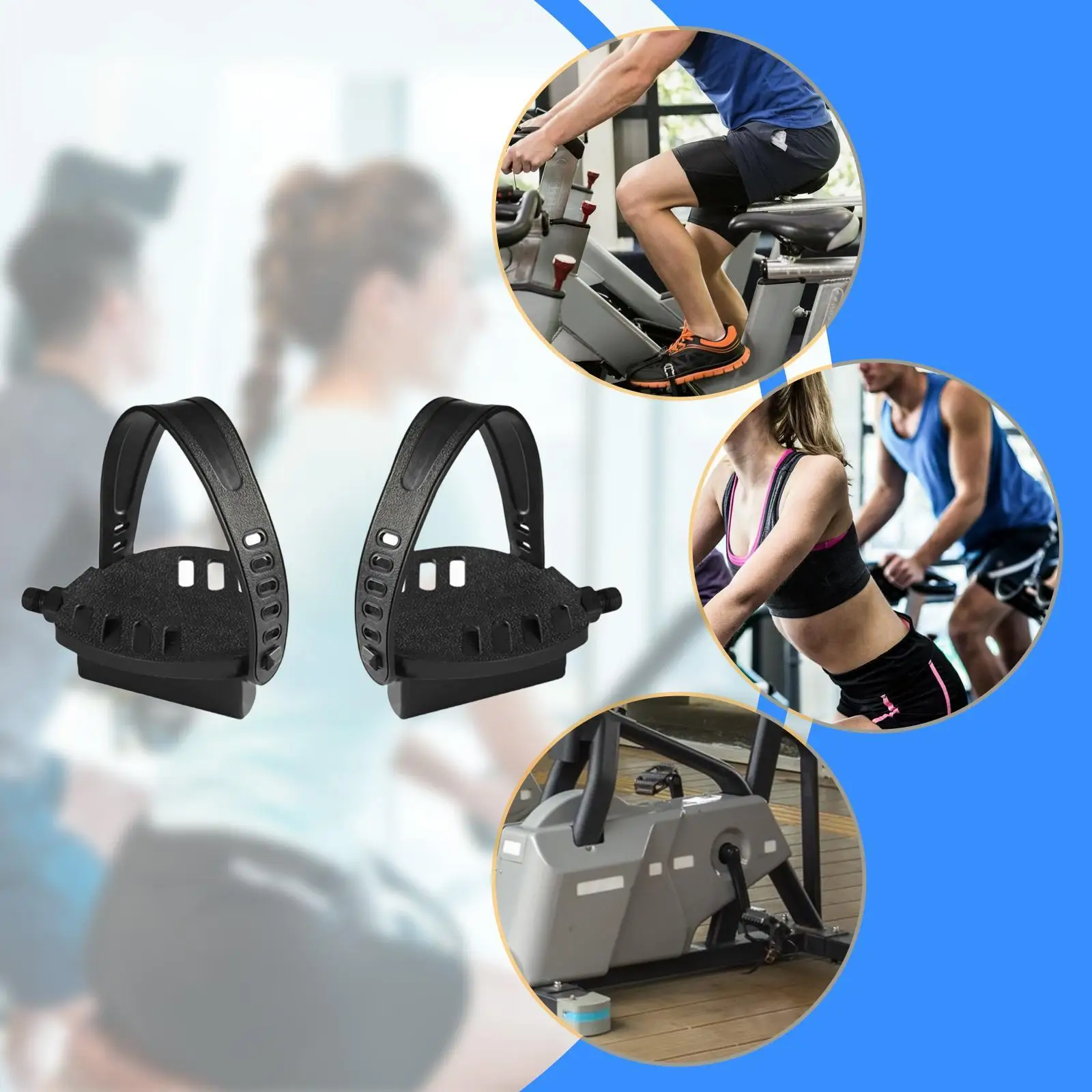 2x دواسات دراجة التمرين معدات اللياقة البدنية خفيفة الوزن مع حزام دواسات ركوب الدراجات الداخلية لقطع غيار الدراجة الداخلية #3