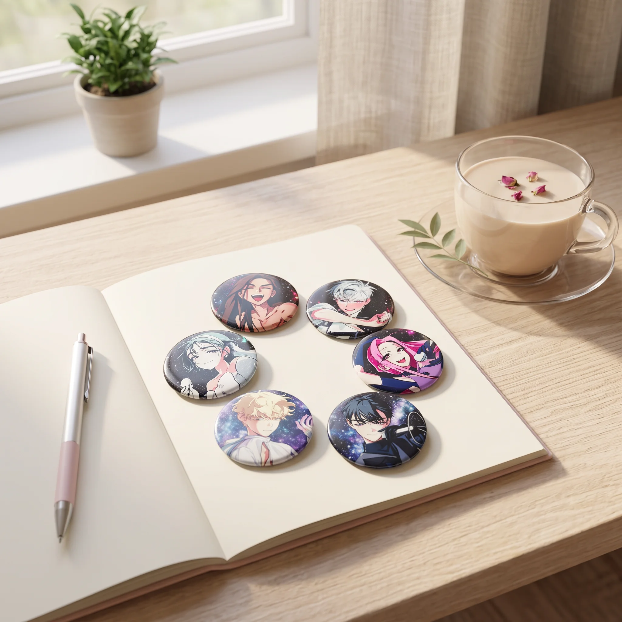 Alien Stage Anime Badge Ivan Till Luka Mizi Sua Hyuna Set of 6 Glossy Tinplate Pins 58mm Backpack Clothing Decoration