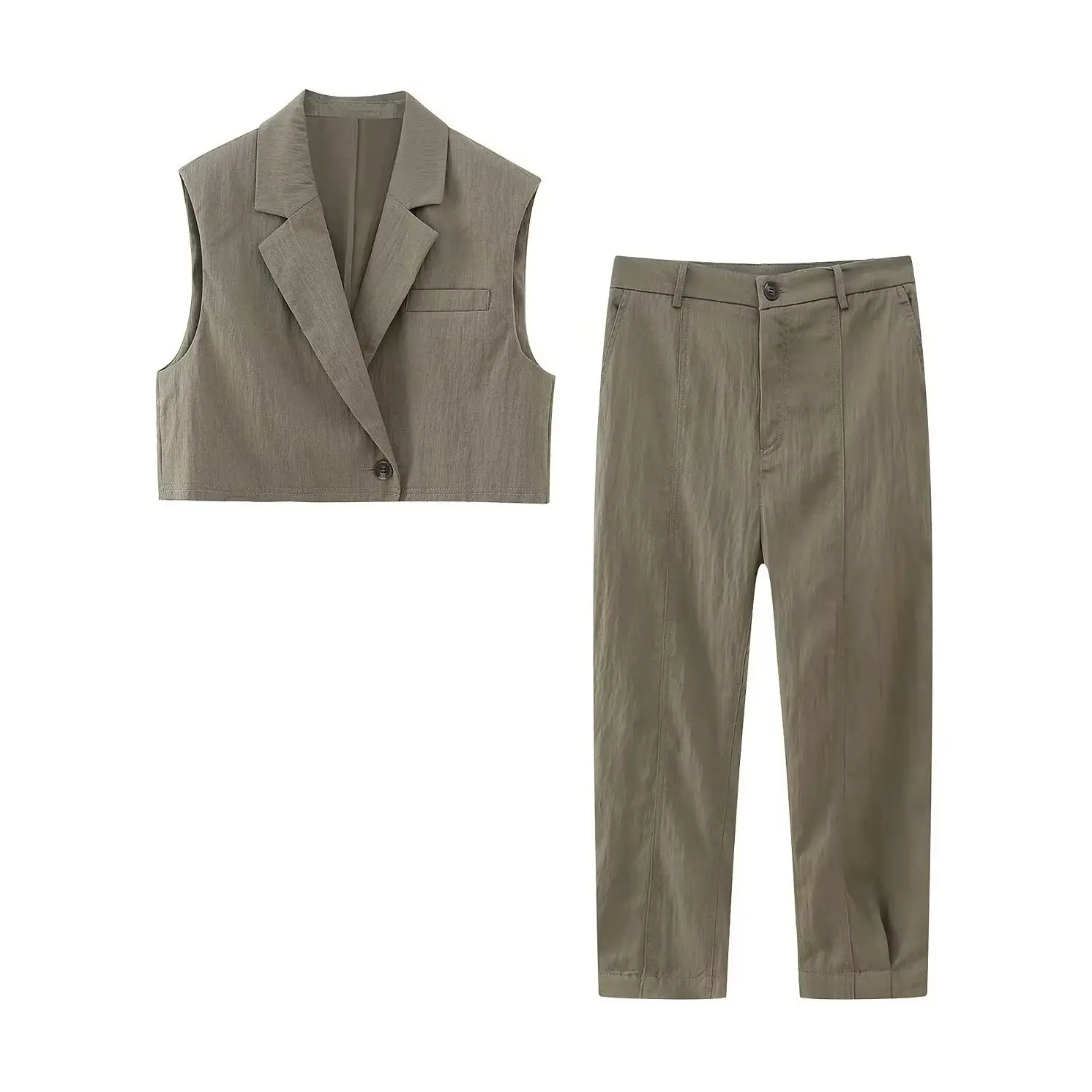 

KONDALA Vintage Elegant Casual Office Lady Woman Suit Casual Short Vest Blazer +Modern Long Pants Streetwear Autumn Mujer Sets