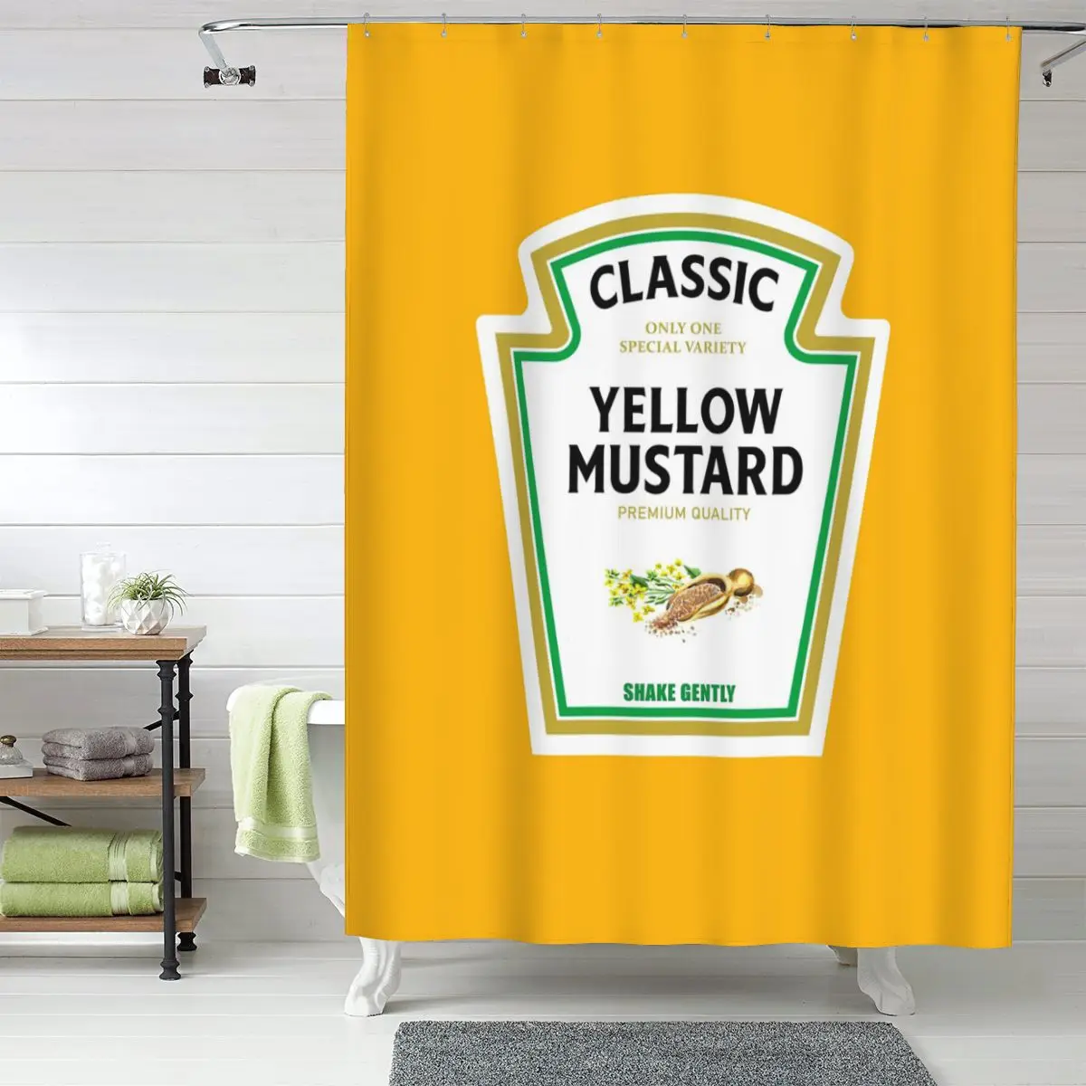 

Mustard Mayo Ketchup Shower Curtain Bathroom Polyester Waterproof Bath Curtains with Hooks