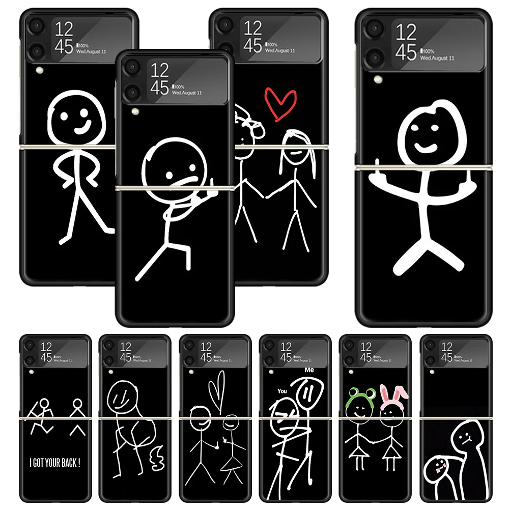 Cartoon Stickman Matchman Zflip4 Zflip5 Phone Case For Samsung Z Flip3 Flip4 Flip5 5G ZFlip 4 5 3 Cover Cellphone Shell Fundas