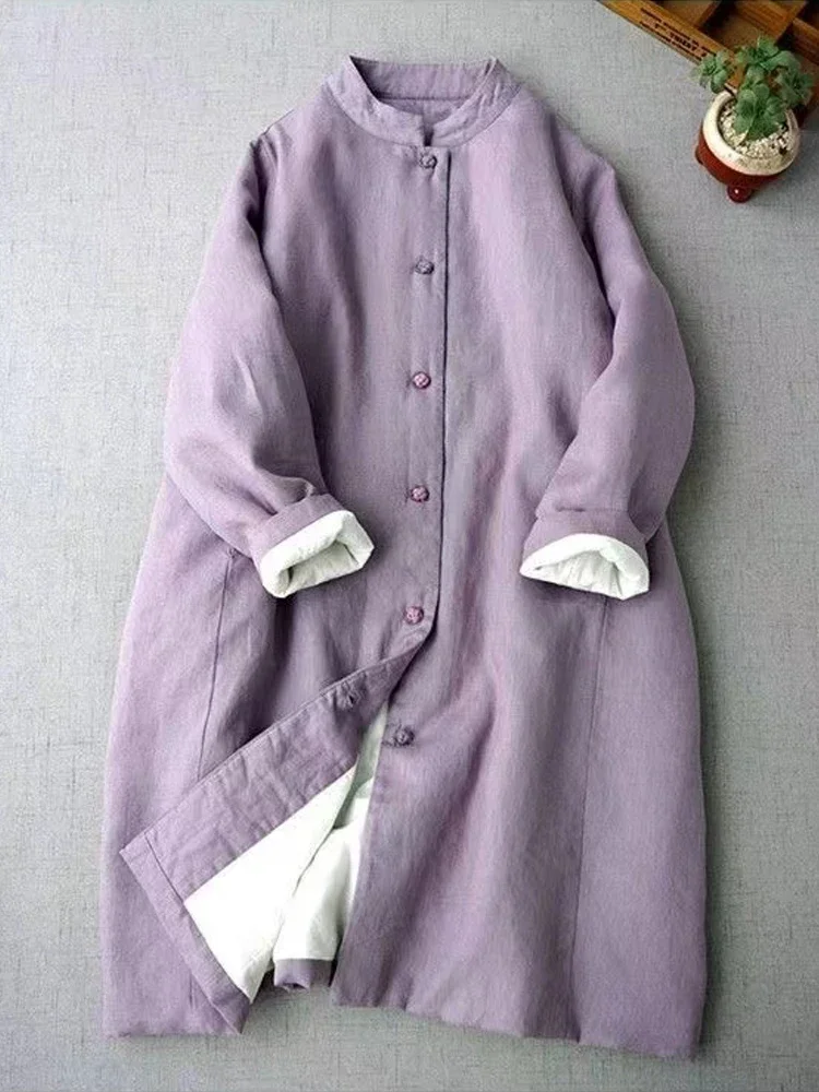 High Quality Japan Style Vintage Women Winter Coat New Oversized Loose Cotton-padded Buttons Parkas Long Quilted Outerwear