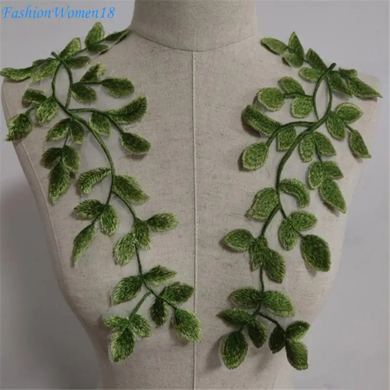 

Eye-Catching Leaf Green Oversized Applique Trim for Evening Skirt Clothes 57BD