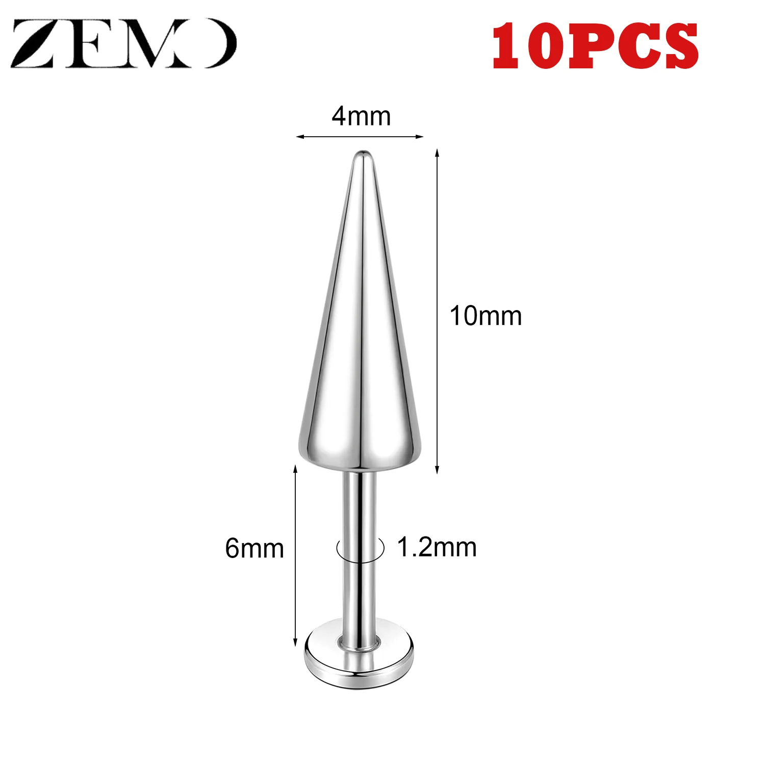 10PCS Stainless Steel Spike Labret Lip Piercing Set