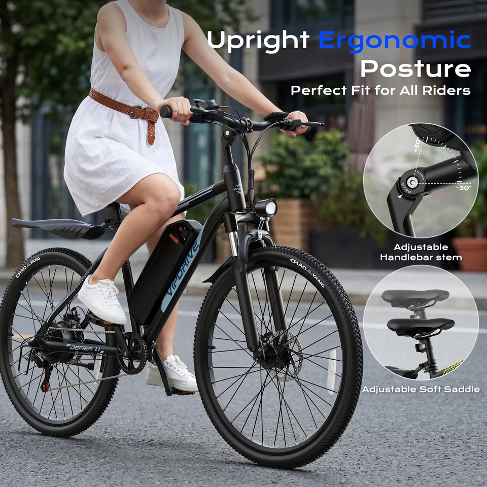 VIPDRIVE Defier 1.1 Adult Electric Bike, 750W Peak Motor, Electric Road Bicycle, 48V 7.8Ah Fatbike, 26", 20MPH Mountain Ebike image 8