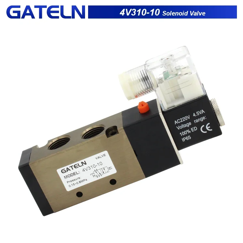 4V310-10  DC12V DC24V AC220V Pneumatic Solenoid Valve with Muffler 6mm 8mm 10mm 12mm quick fitting AC 110v 220v