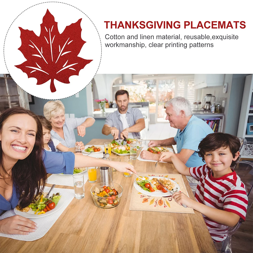 4pcs Thanksgiving Table Mats Fall Leaf Place Mats Harvest Decorative Non-Slip Heat Resistant Counter Mat For Holiday Party