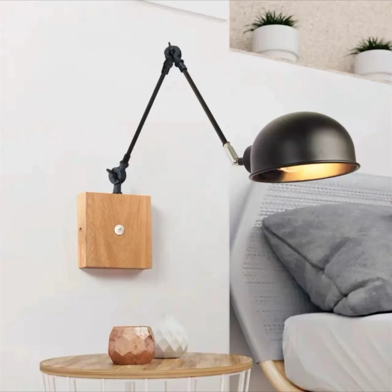 

Modern Nordic Wall Lamp Bedroom Folding Light Macaron Bedside Lamp Personality Creative Lamp Solid Wood Corridor Aisle WallLight