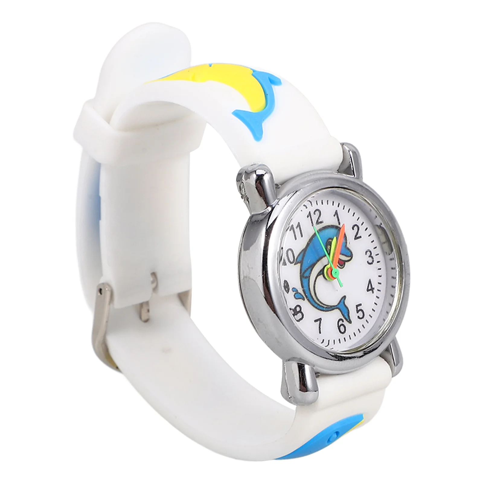 ساعة كارتون دولفين رقمية كاجوال بمينا ملون ومقياس واضح مريح لتعلم الوقت