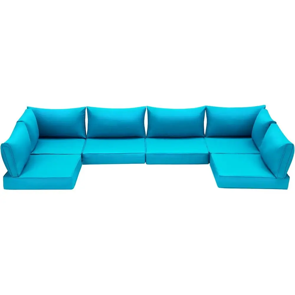 

14-Piece Lake Blue Outdoor Sofa Cushion Set for Patio Sectional Furniture