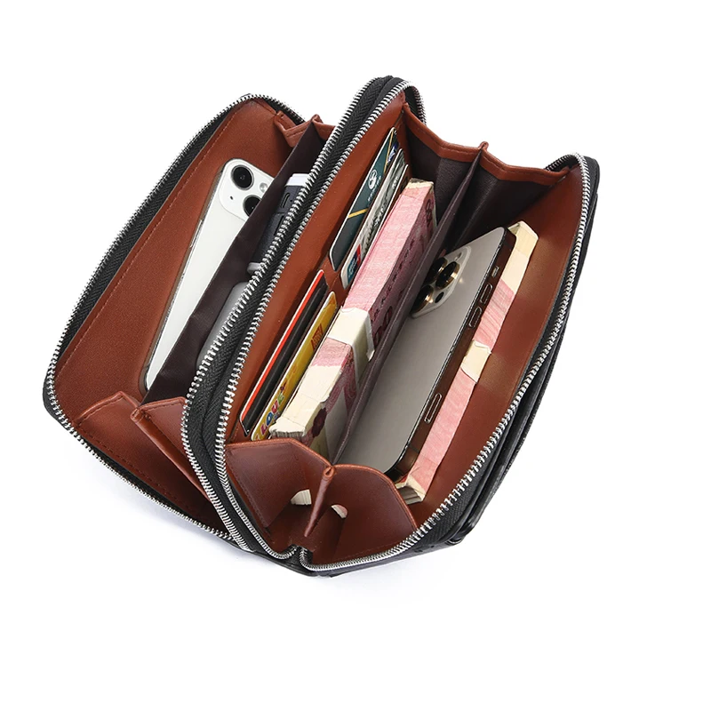 Leather Long Purse Password Money Bag Business wristlet Phone Wallet Male Casual Handy Bags SAC New Luxury Brand Men Clutch Bag
