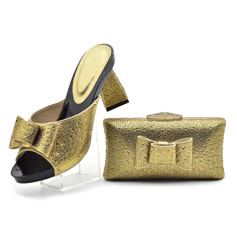 

Butterfly special-shaped heel high heels bow full diamond dinner bag fashion bag outer wear party shoe bag set