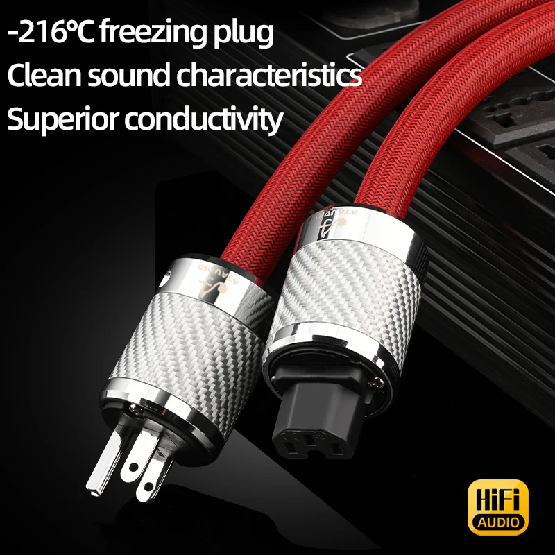 HiFi Power Cable Hi-end Audiophile Sterling Silver Wire Power Cord With EU US AU Connectors for Amplifier Power Filter