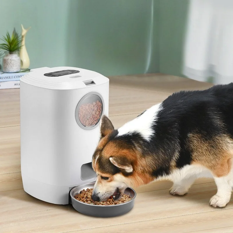 4.5L Pet Feeder Button Control Voice Recording Cat Dog Food Dispenser Regular Quantitative Smart Automatic Pet Feeding Machine