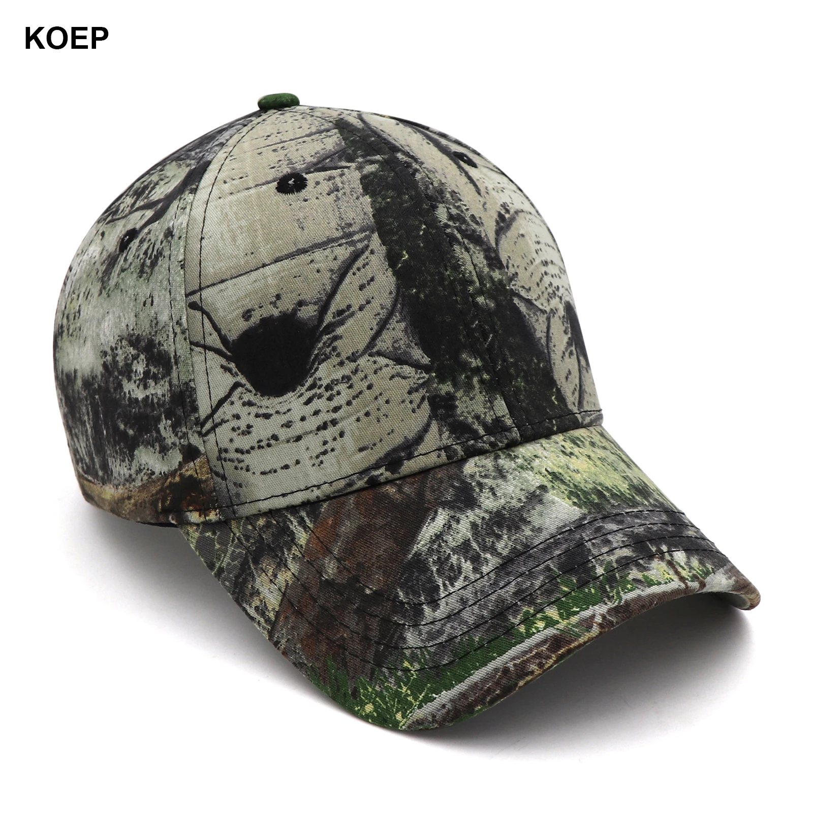 KOEP New Outdoor Fishing Caps Jungle Oak Tree Camouflage Baseball Cap Hunting Hat Cotton Dad Snapback Hats Bulrush Leaves KBMO7