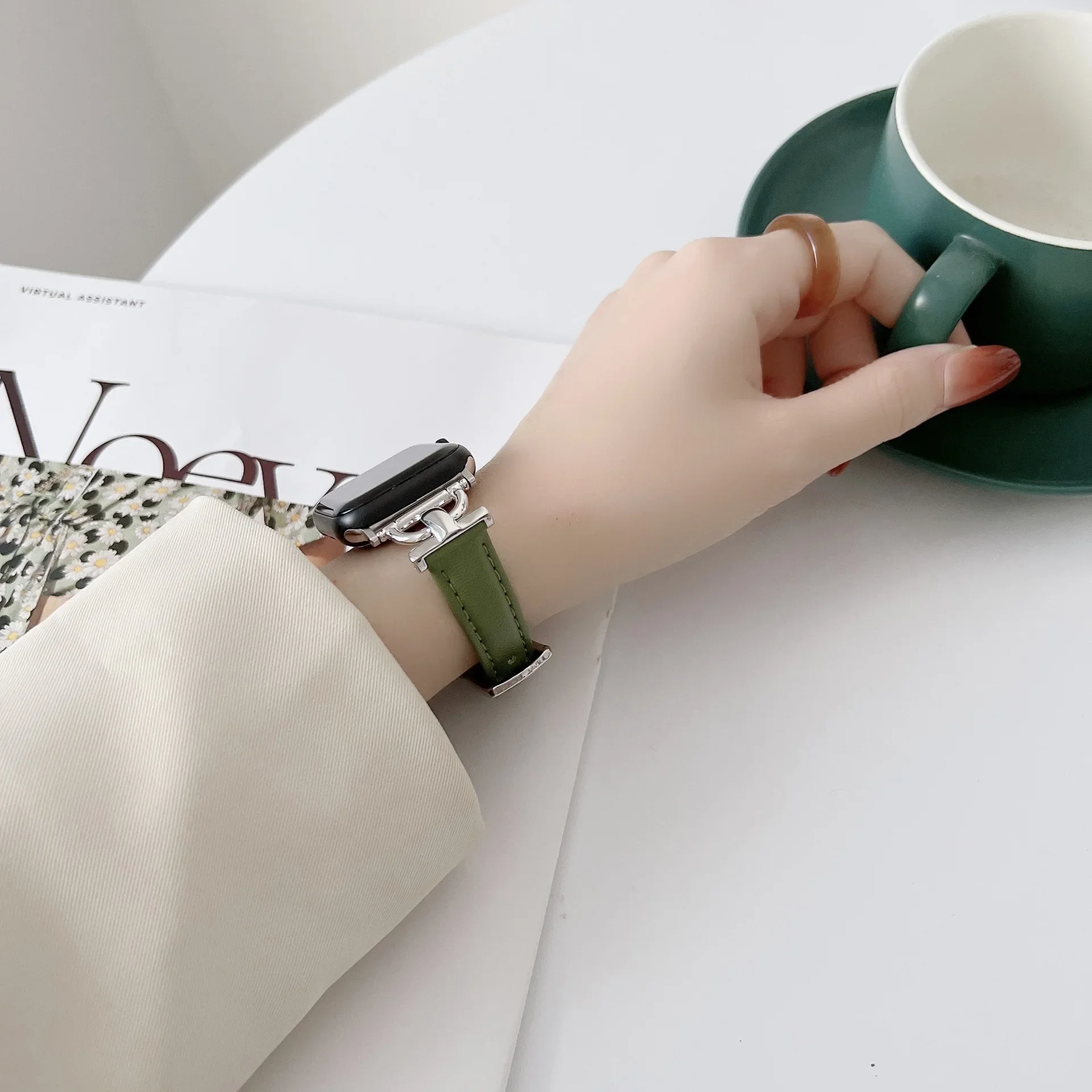 حزام جلدي جديد لسلسلة Iwatch 876 49 مللي متر 41 مللي متر 45 مللي متر SE 5 4 3 2 1 44 مللي متر حزام نحيف لساعة أبل #3