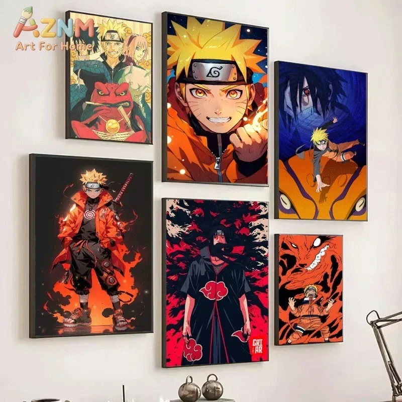 Naruto Canvas Wall Art Team Seven Anime Print Collage With Gamakichi And Ninja Battle Art For Teen Boys Bedroom Gaming Unframed