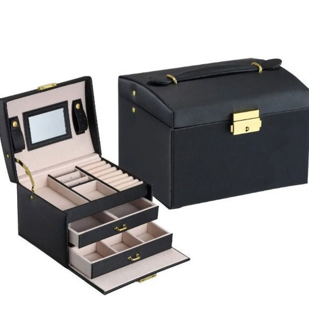 

PU Leather Jewelry Packing Bag Multi-layer Rings Necklace Jewelry Holder Organizer Bracelet Earrings Jewelry Storage Case