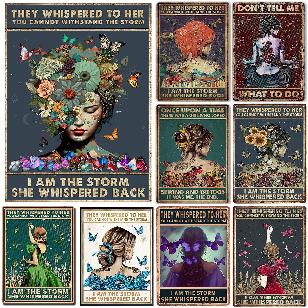 They Whispered To Her You Can Not Withstand The Storm Metal Tin Signs Posters Plate Wall Decor for Bars Cafe Clubs Retro Posters